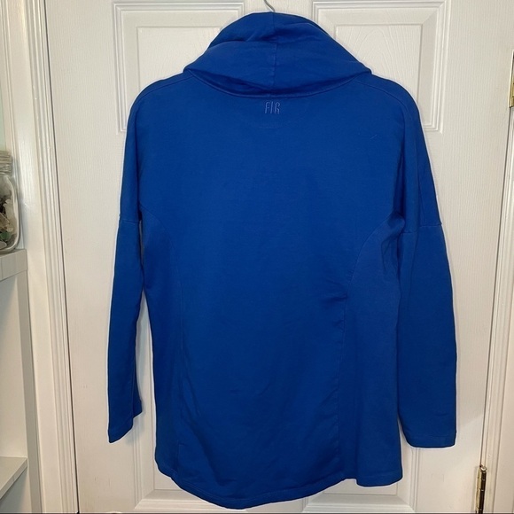 FIG Chalet Pullover Turtleneck Blue Cozy Sweater Organic Cotton Large - Picture 3 of 6